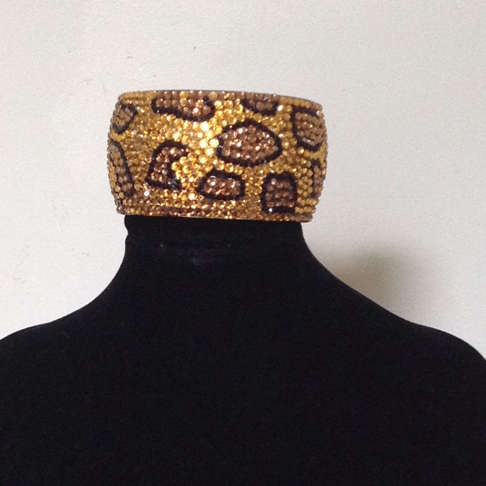 Rhinestone leopard cuff